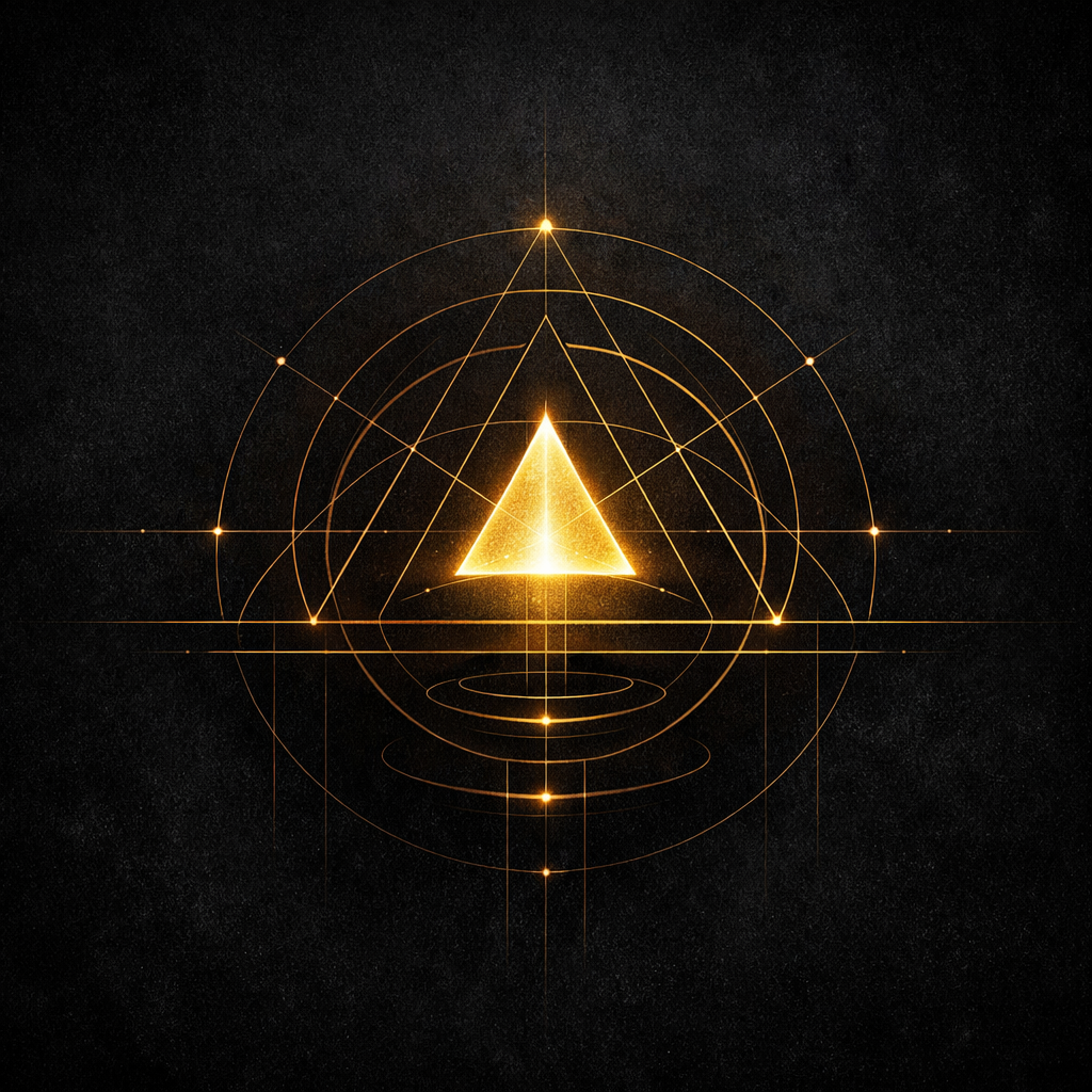Abstract geometric symbol representing Myth UI, an interface class for truthful decision-making and system coherence