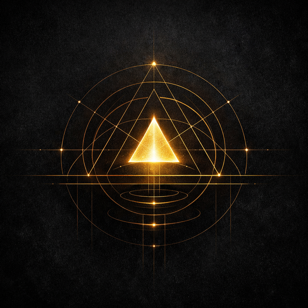 Abstract geometric symbol representing Myth UI, an interface class for truthful decision-making and system coherence